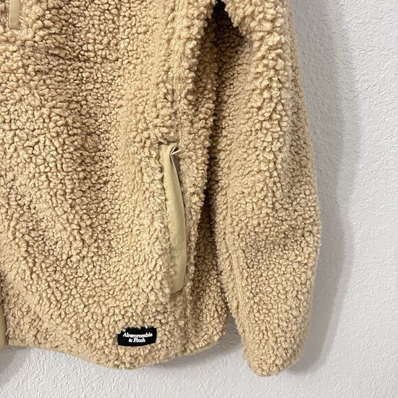 Abercrombie & Fitch Men’s Sherpa Teddy Fleece Zip Up Jacket Outerwear Cozy Large - Picture 2 of 9